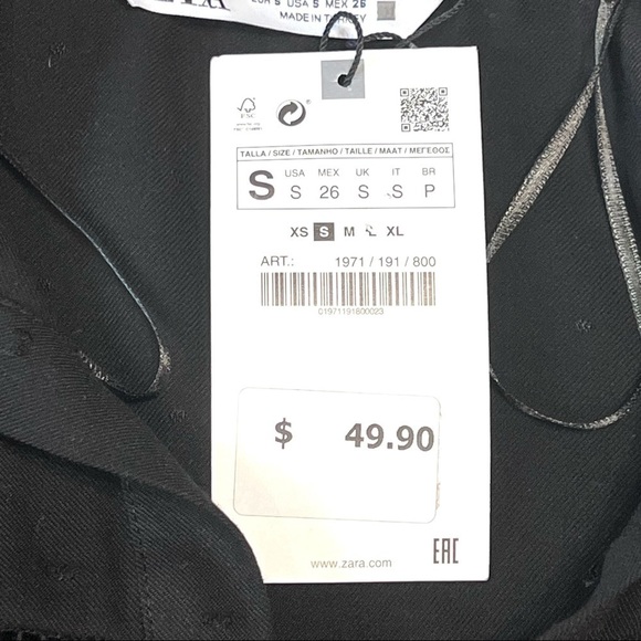 Zara Black Swiss Dot Tiered Swing Button Front Mini Dress - Picture 11 of 14